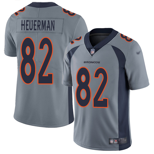 Men Denver Broncos #82 Jeff Heuerman Limited Silver Inverted Legend Football NFL Jersey